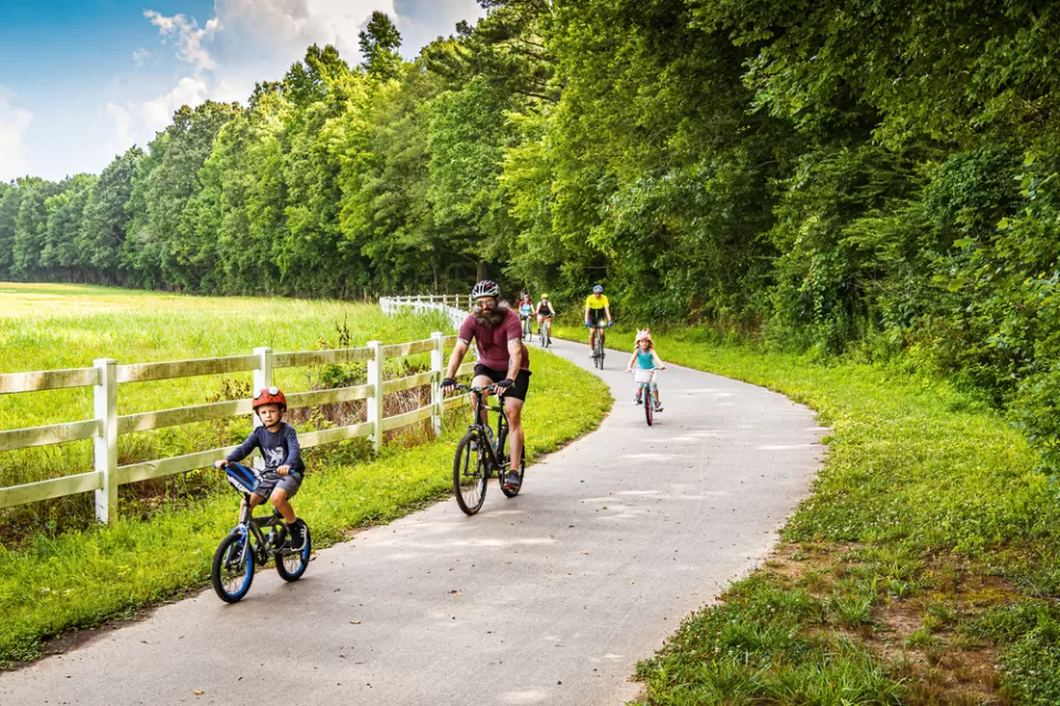 Cyclists of All Ages Enjoy a Sunday Morning Ride on the Neuse River Trail.